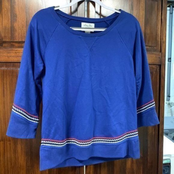 Lucky Lotus Bright Blue boho shirt size small - Picture 4 of 11